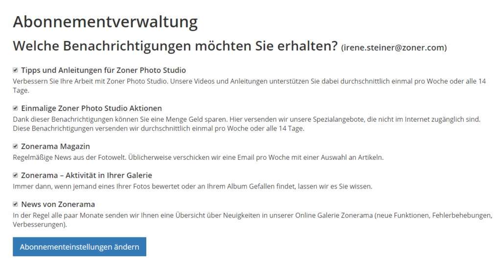 Nur solche Emails erhalten, die Sie erhalten möchten.