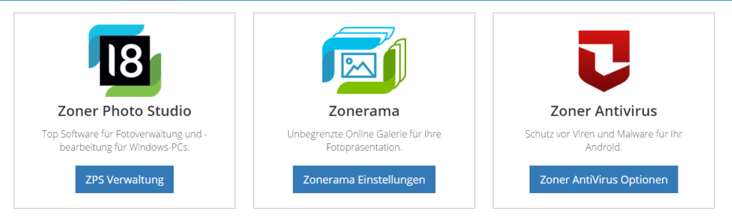 Nach der Anmeldung zum Konto im Menü Verwaltung ZPS gelangen Sie zu Ihren Lizenzen.
