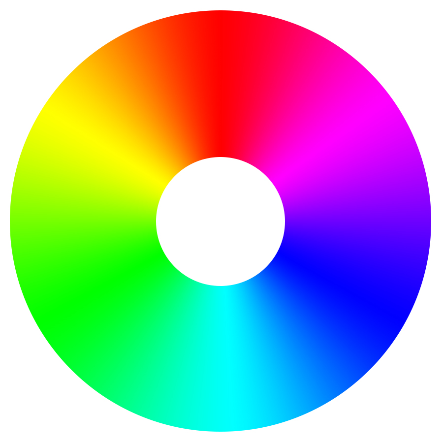 Das Basisdiagramm der direkten und ergänzenden Farben, das Sie beim Suchen einer Kontrastfarbe verwenden können.