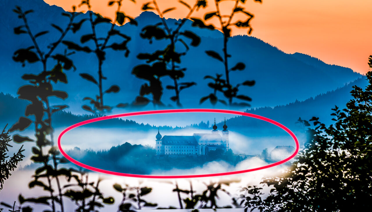 Geschichte eines Fotos Wallfahrtskirche über dem Nebel Fotografieren