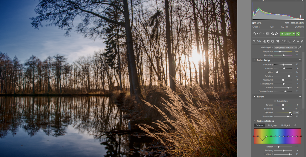 Wie bearbeitet man Fotos im RAW-Format: Farben optimieren.