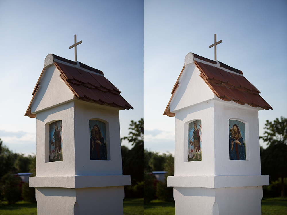 Links ein Foto ohne Blitz, rechts mit aktiviertem Blitzlicht zur Aufhellung der dunklen Schatten. Canon 5D Mark III, Canon EF 24-70/2.8, 1/2000 s, F2,8, ISO 100, Brennweite 70 mm