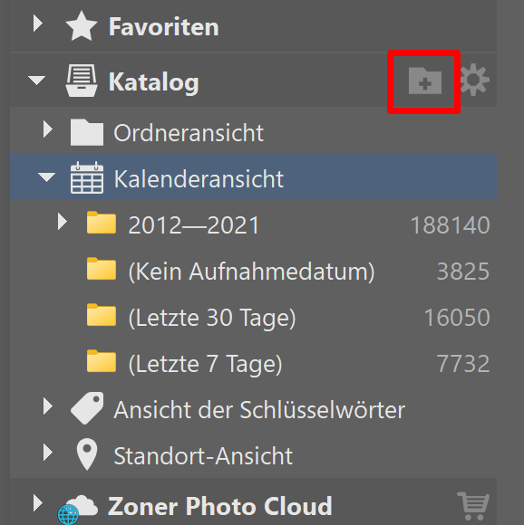 So arbeiten Sie mit dem Katalog in Zoner Studio