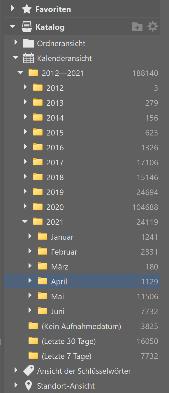 So arbeiten Sie mit dem Katalog in Zoner Studio
