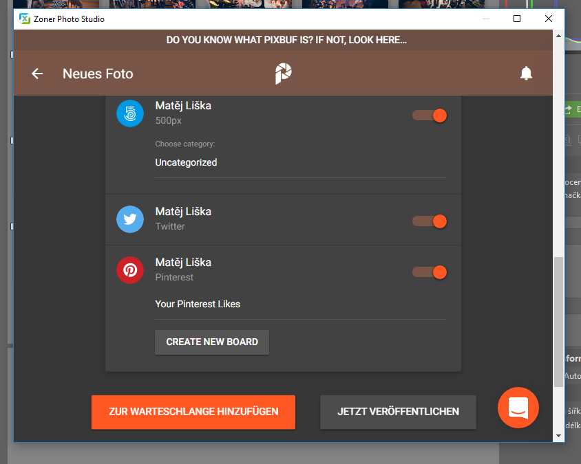 Veröffentlichen Sie gleichzeitig Ihre Bilder auf mehreren sozialen Netzwerken.