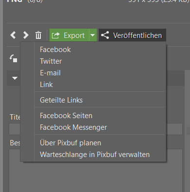 Ein Knopf genügt, um verschiedene Optionen zur Veröffentlichung anzuzeigen.