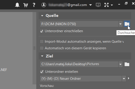 Wie man seine Fotos auf den Computer lädt: Wählen Sie die Quelle, von der Sie die Bilder importieren möchten.