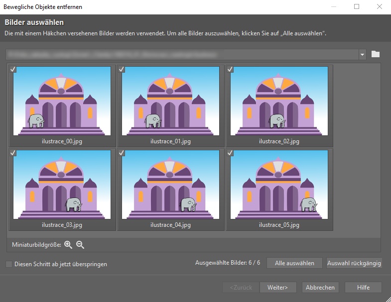 Mehrfachbelichtung - Bilder auswählen.