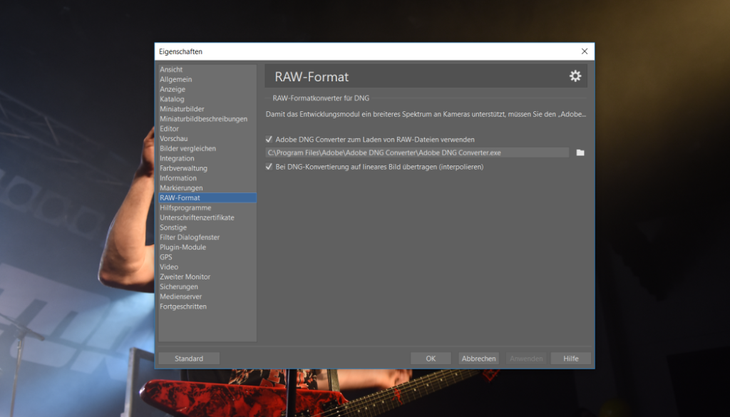 Adobe DNG Converter mit Zoner Photo Studio verbinden