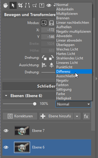 Fosus Stacking: Ebene – Differenz