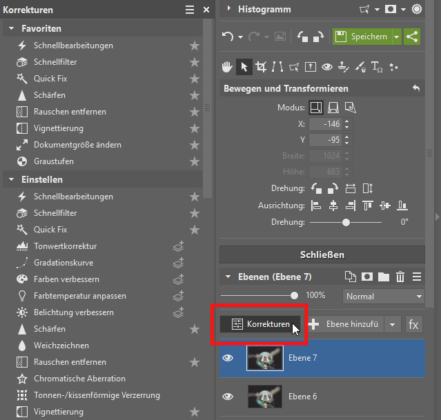 Focus Stacking: Korrekturen.