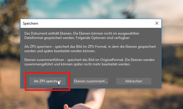 Wie man ein Foto in ein anderes Bild einfügt: Speichern Sie die Datei im Format .Zoner Studio