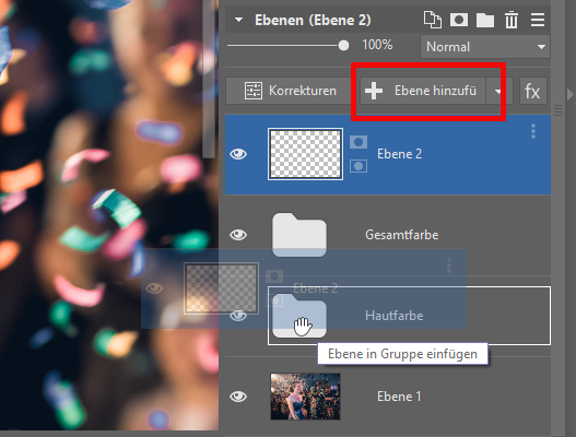 Korrigieren Sie die Hautfarbe auf Ihren Fotos - neue Ebene