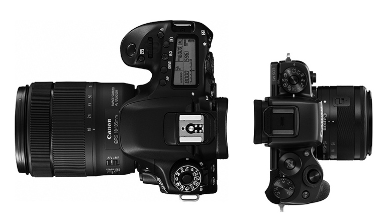 Digitale Spiegelreflexkamera vs. Systemkamera: DSLR und Systemkamera.