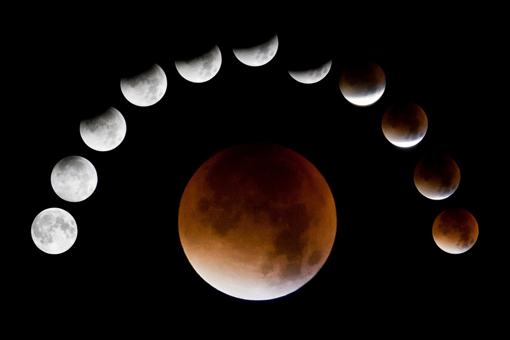 Die Mondfinsternis fotografieren - collage