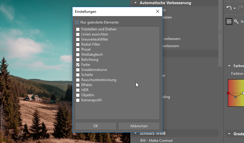 Wie kann man die Bildbearbeitung beschleunigen und gleichzeitig den eigenen Stil beibehalten - Einstellungen