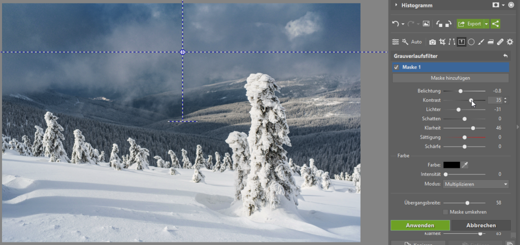 Peppen Sie Ihre Winterfotos auf - verlaufsfilter