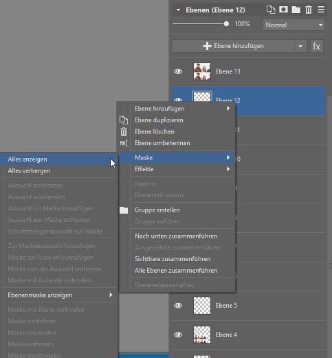 Erstellen einer Maske, die alles sichtbar lässt.