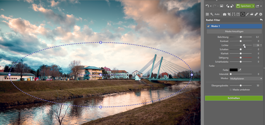 Wie geht’s weiter im Modul Entwickeln - radial filter