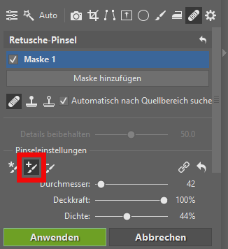 Porträtretusche - pinselstrich hinzufügen