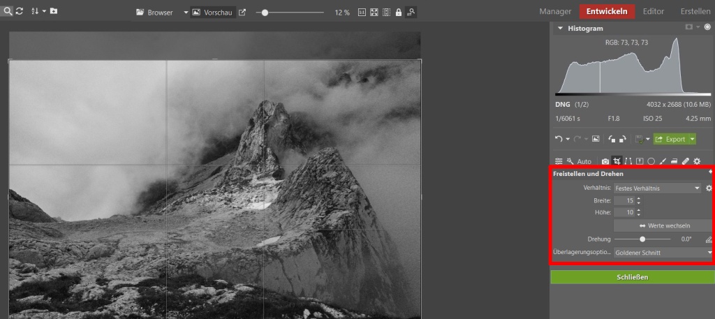 Landschaftsfotografie in Slowenien - Beschnitt