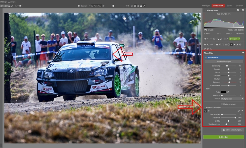 Bearbeiten von Bildern von Motorsport-Rennen