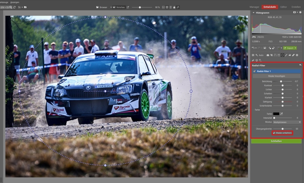Bearbeiten von Bildern von Motorsport-Rennen