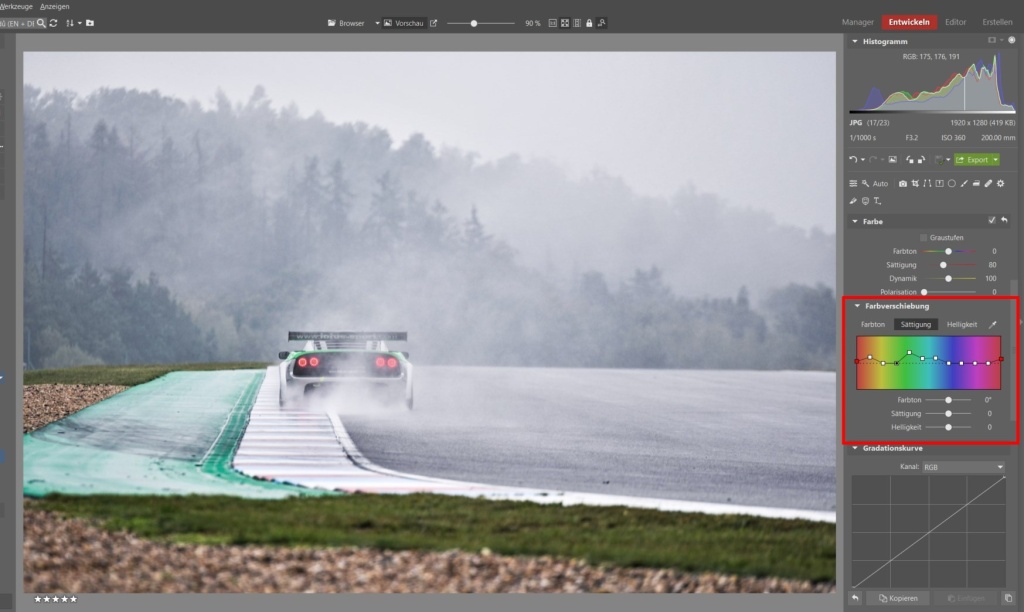 Bearbeiten von Bildern von Motorsport-Rennen