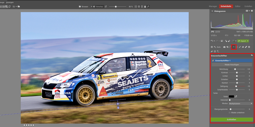 Bearbeiten von Bildern von Motorsport-Rennen