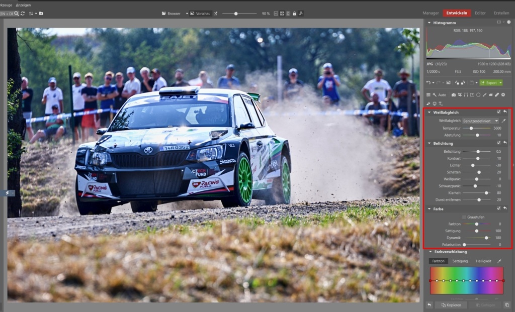 Bearbeiten von Bildern von Motorsport-Rennen