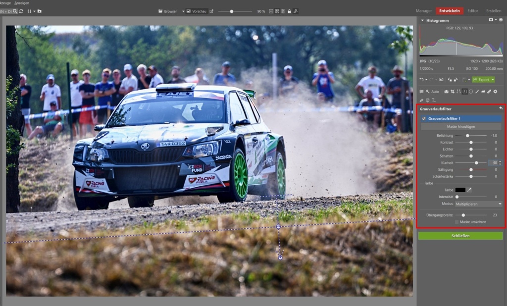 Bearbeiten von Bildern von Motorsport-Rennen