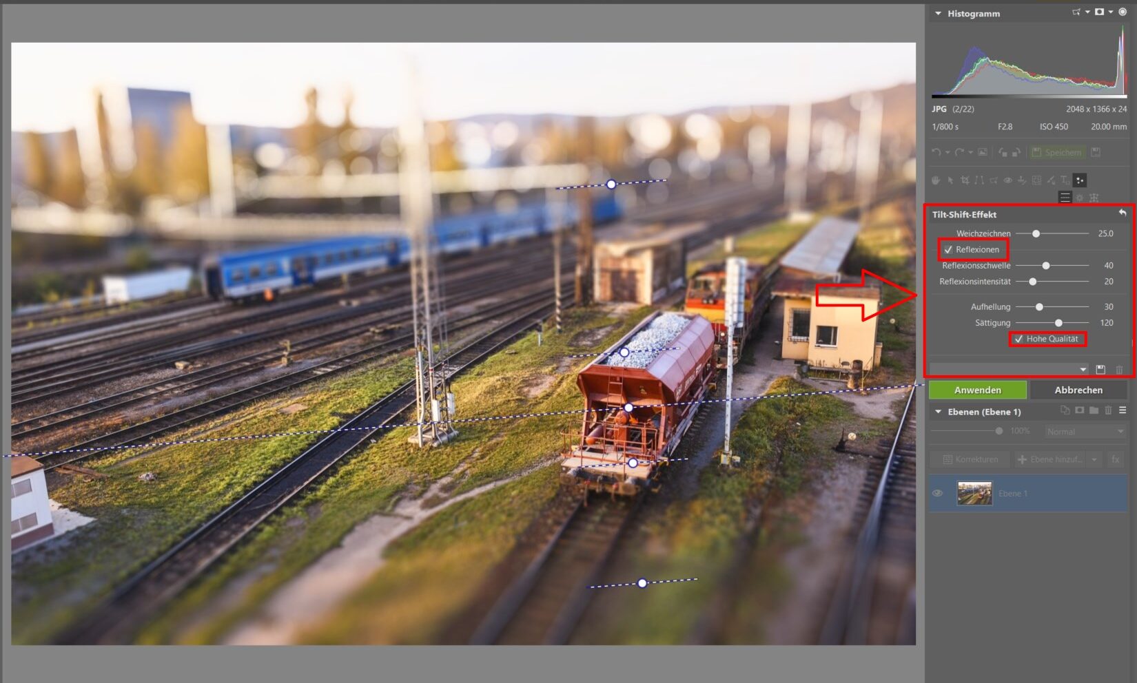 Erstellen Sie Miniaturbilder mit dem Tilt-Shift-Effekt