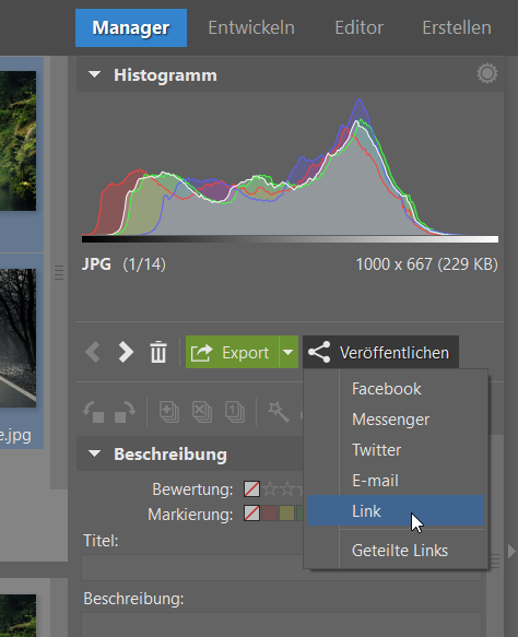 So laden Sie Fotos direkt von Zoner Photo Studio X auf Zonerama hoch