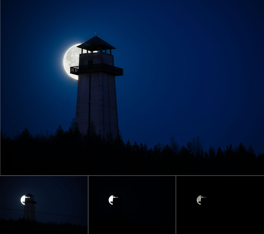 Wie fotografiert man den Mond in einer Landschaft?