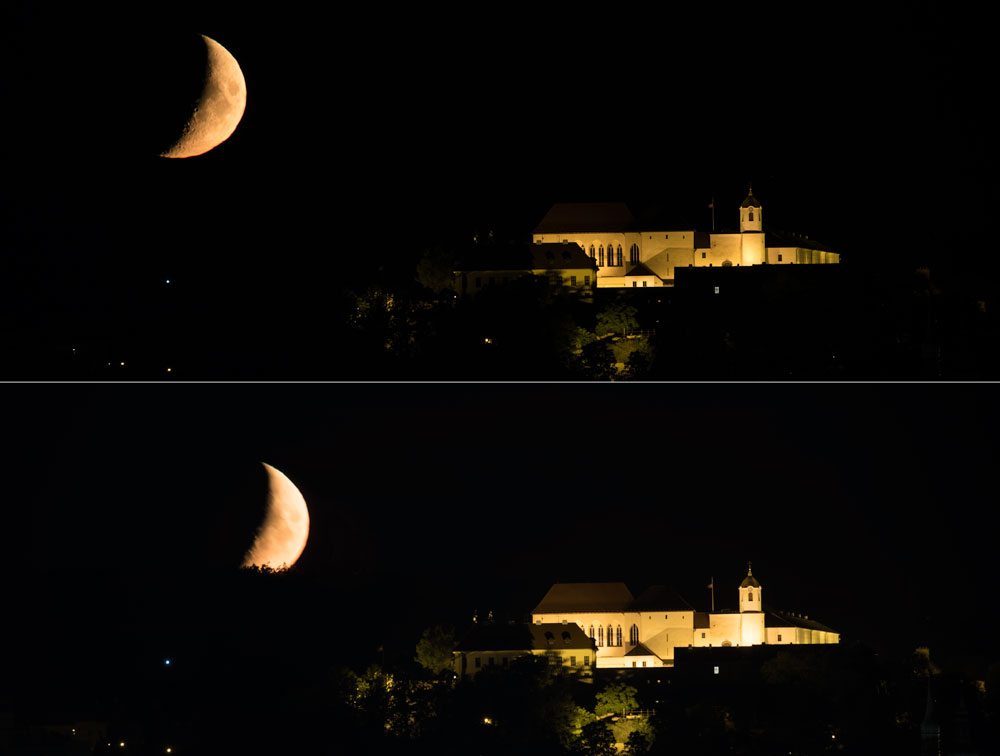 Wie fotografiert man den Mond in einer Landschaft?