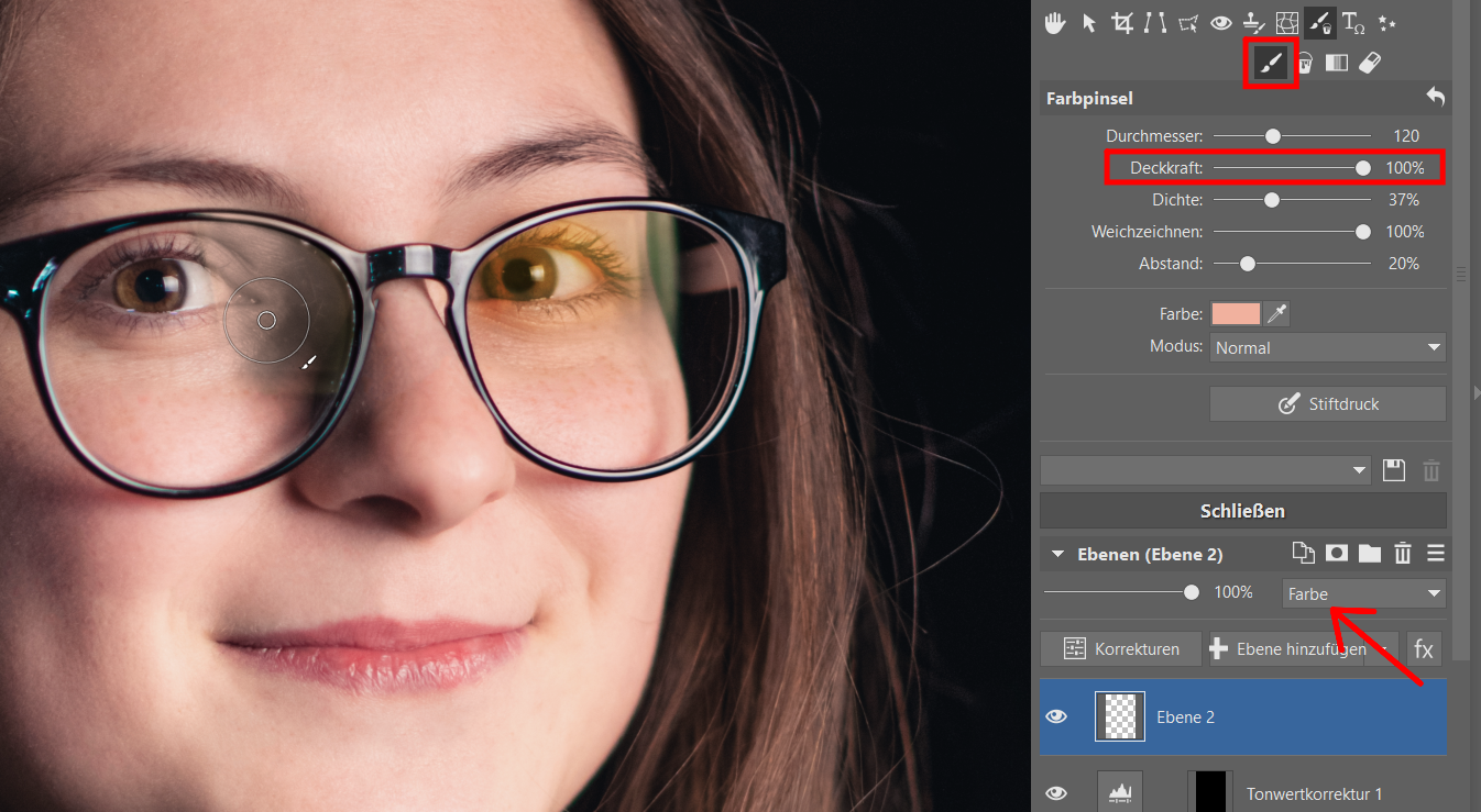 Wie entfernt man Spiegelungen von Brillen und anderen Glasgegenständen? Editor, Masken und Ebenen helfen Ihnen dabei