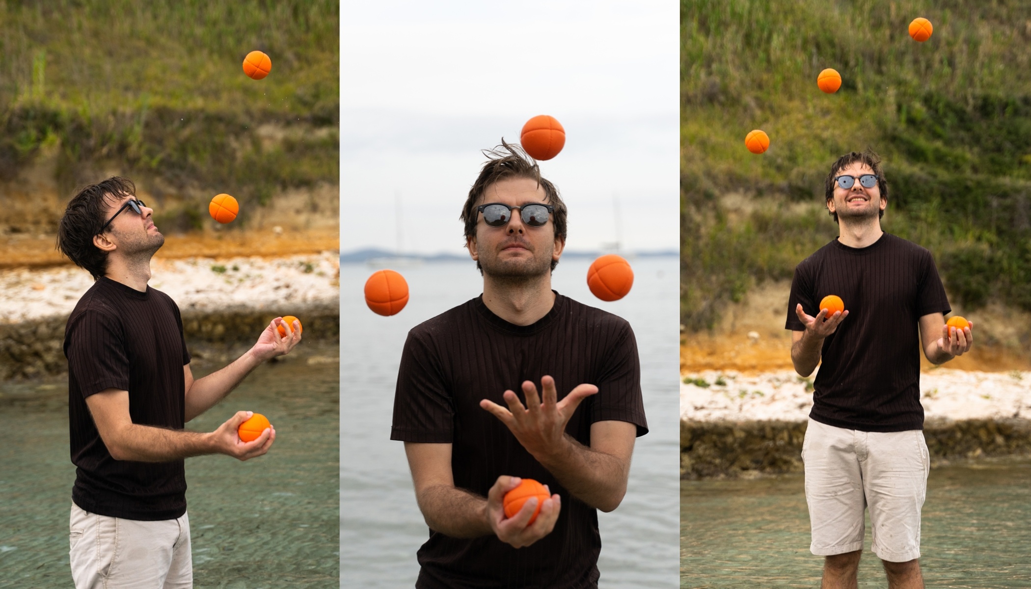 Porträt in Bewegung: Jonglieren mit Bällen