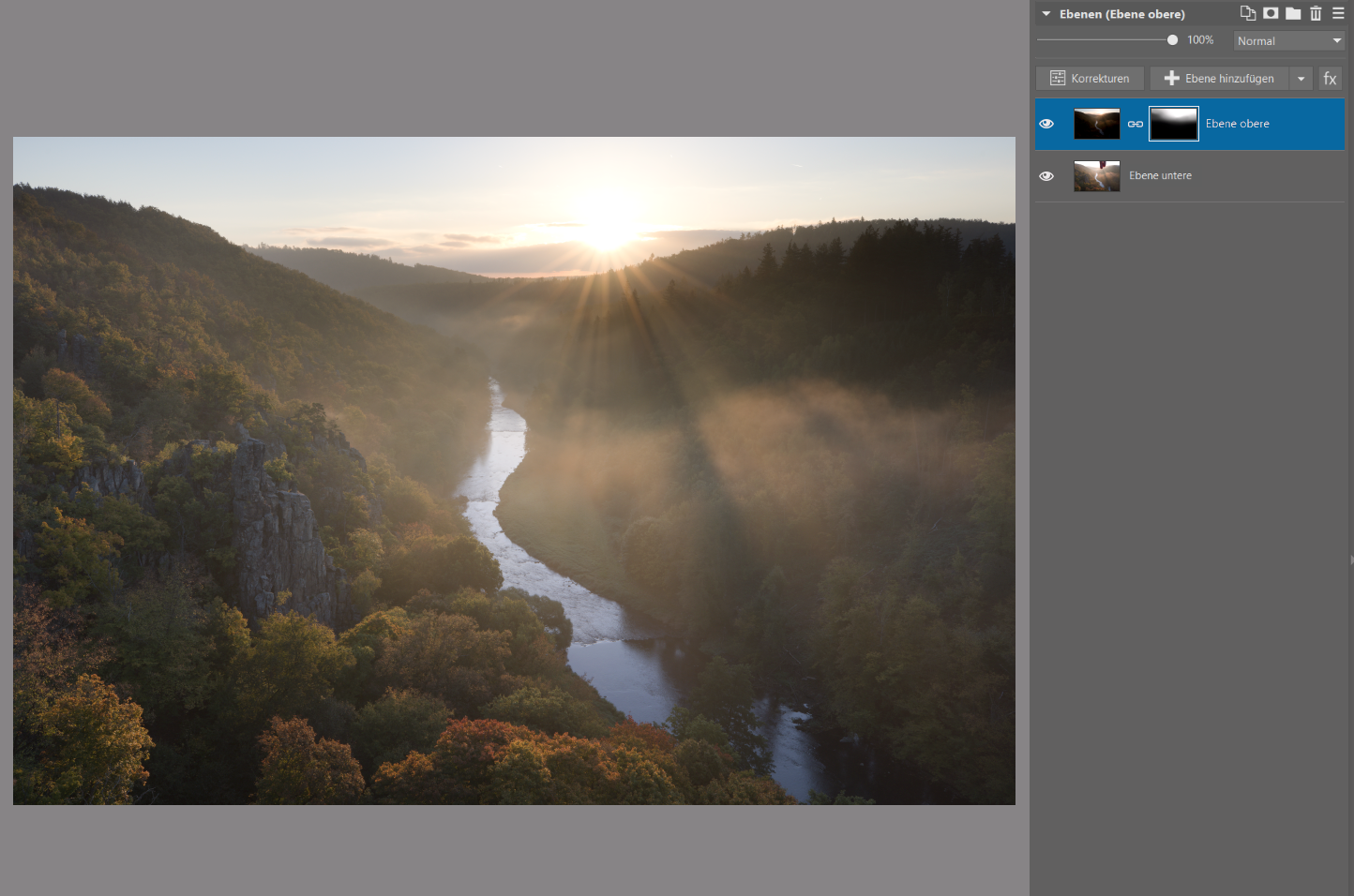 Zusammenfügen von Landschaftsfotos