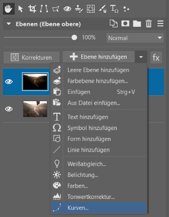 Zusammenfügen von Landschaftsfotos