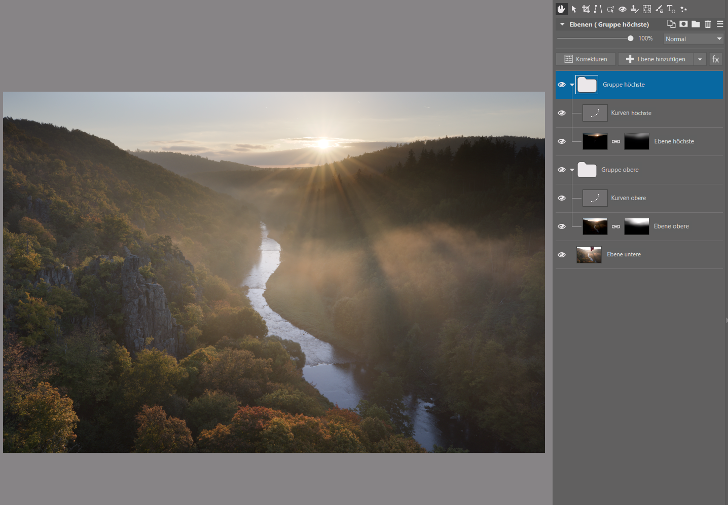 Zusammenfügen von Landschaftsfotos