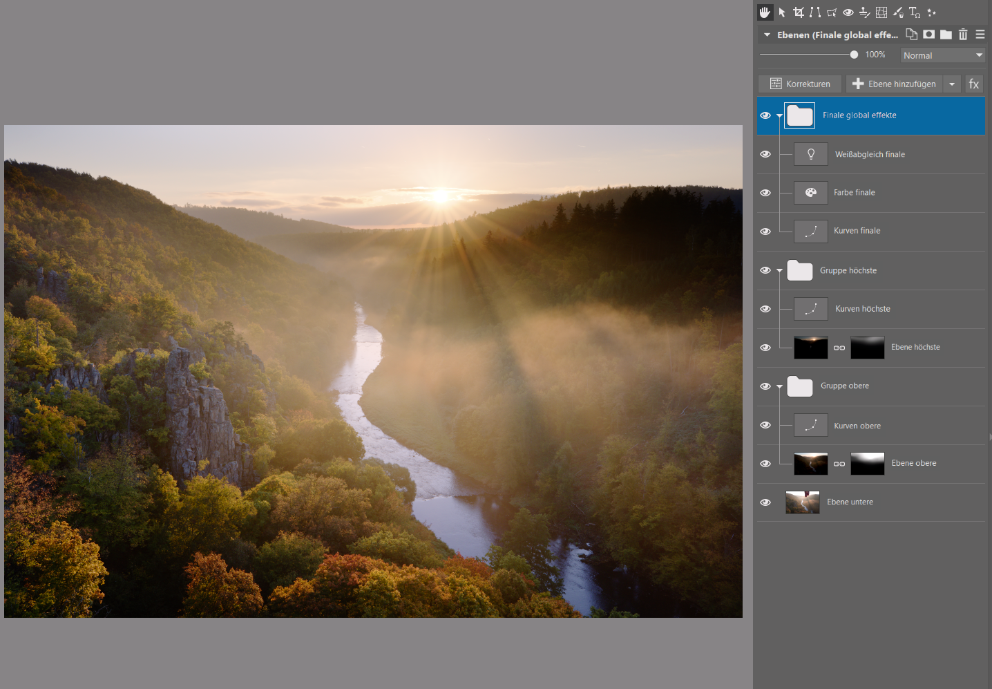 Zusammenfügen von Landschaftsfotos