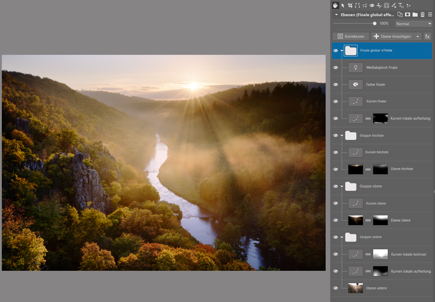 Zusammenfügen von Landschaftsfotos