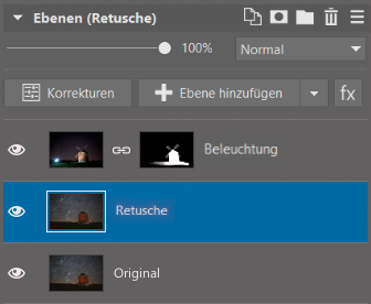 Mühle mit Nachthimmel