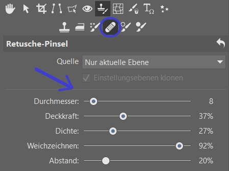 Retusche von problematischer Haut