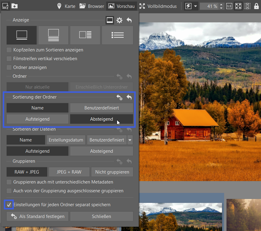 Individuelle Ordnereinstellungen
