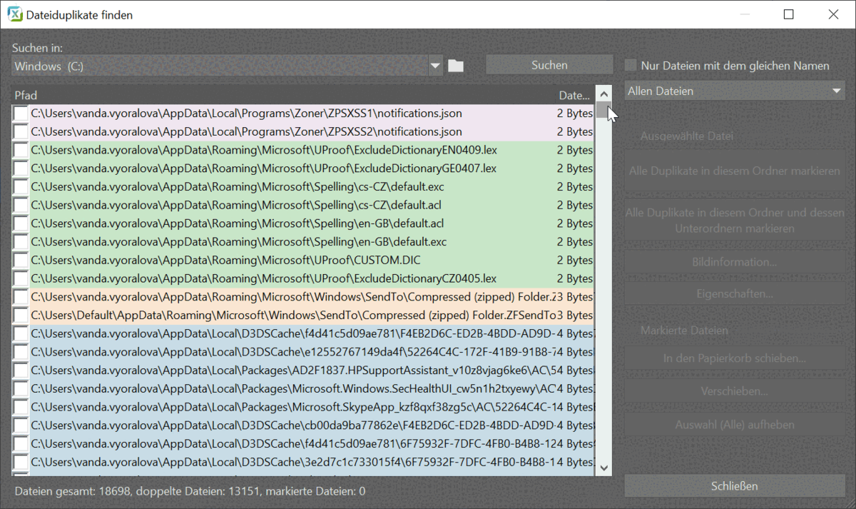 Beseitigen Sie doppelte Dateien