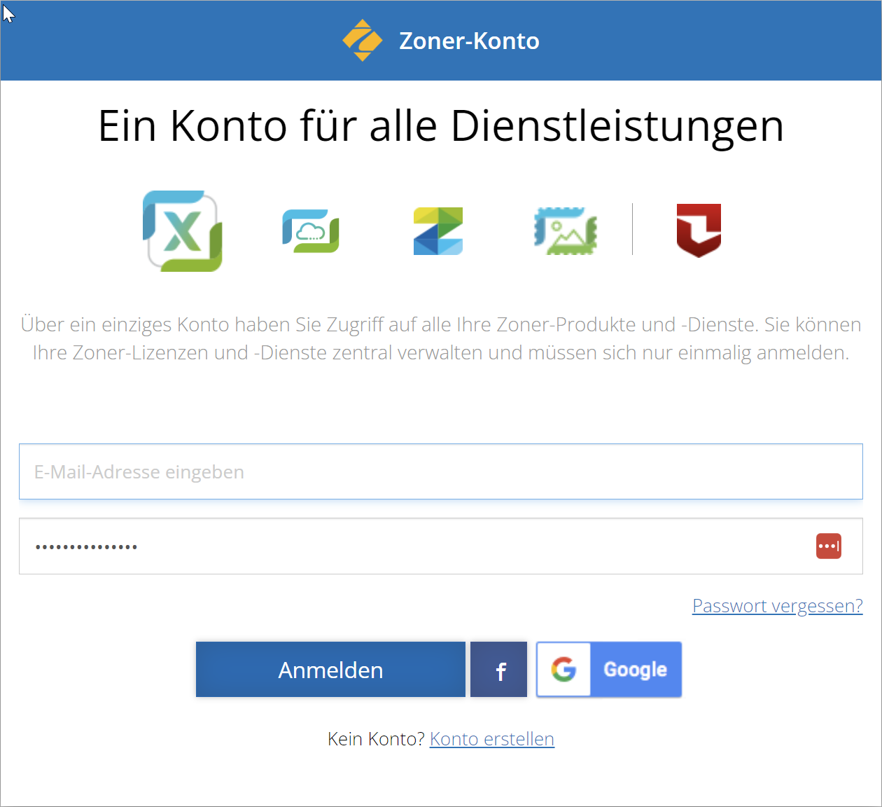 Zoner-Konto