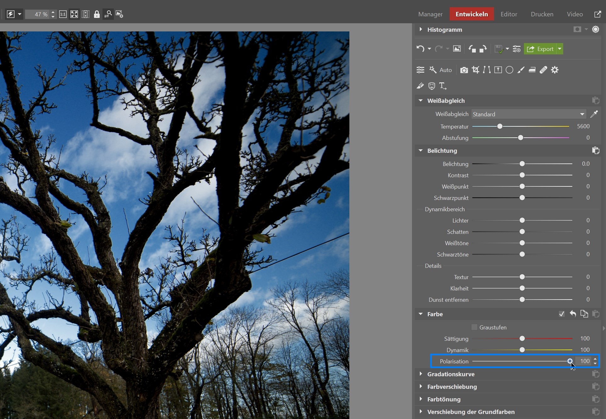 Fader Himmel? Beheben Sie dieses Problem mit dem Polarisationsfilter am Computer