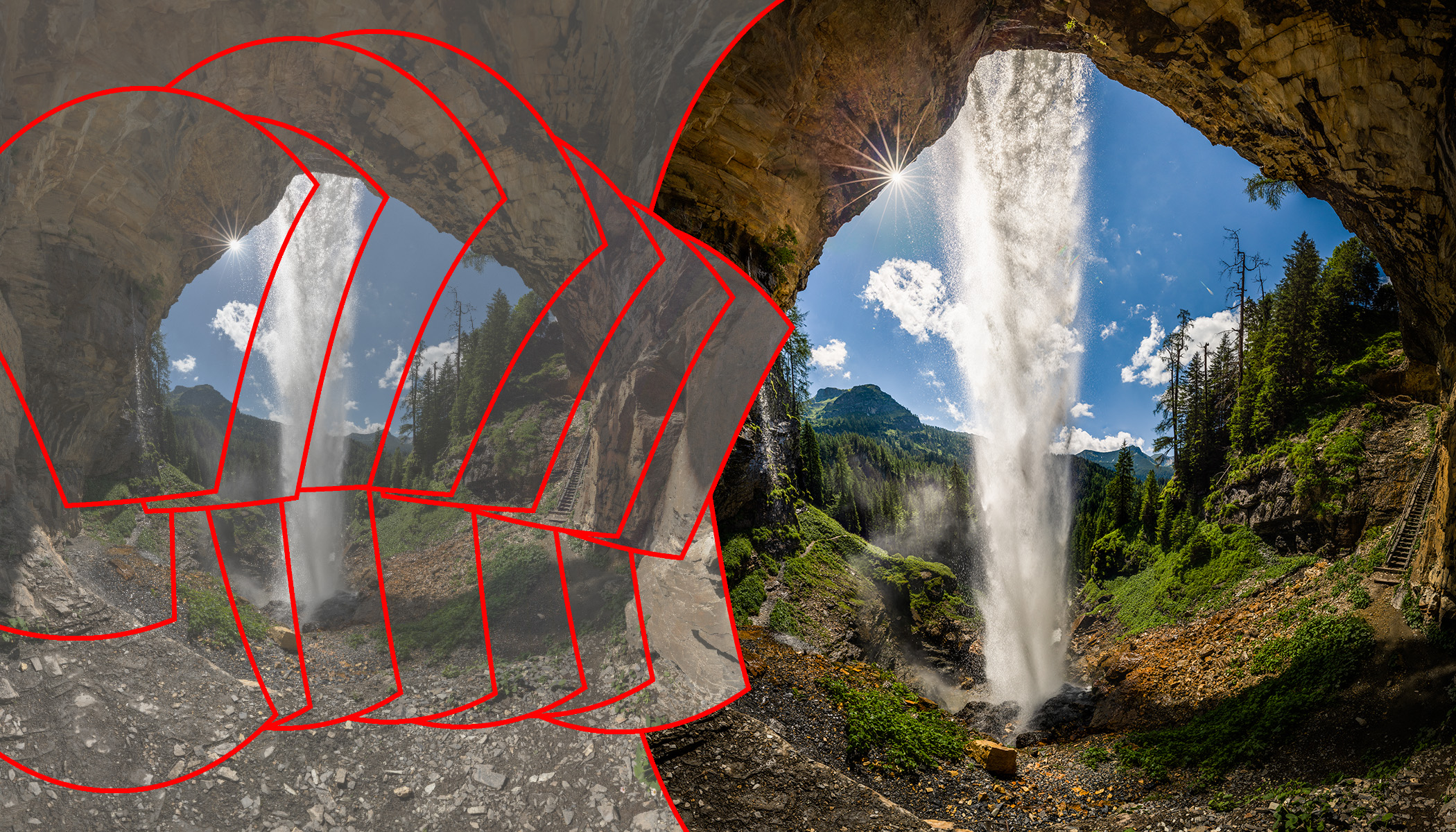 Geschichte eines Fotos Hinter dem Wasserfall