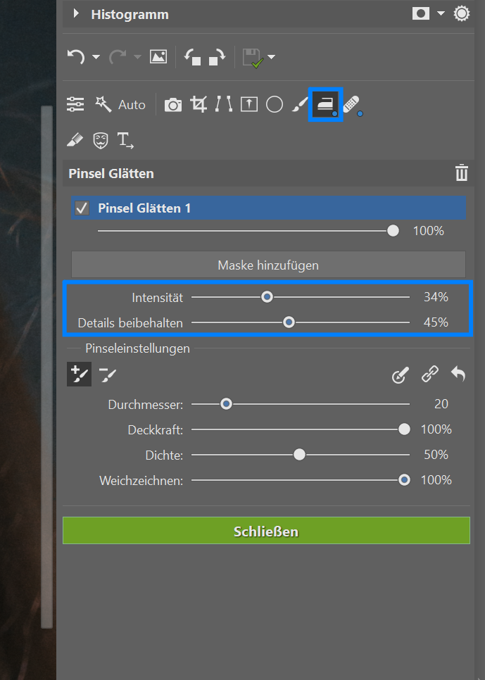Frequenztrennung, pinsel glatten